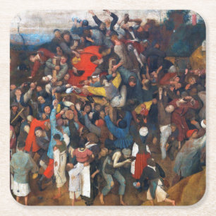 Porta-copo De Papel Quadrado O Vinho do Dia do Santo Martin, Pieter Bruegel