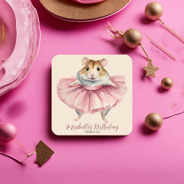 Porta-copo De Papel Quadrado Obrigada pelo Aniversário da Menina Hamster Bailar