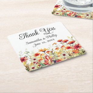 Porta-copo De Papel Quadrado Obrigado porta copos favor floral