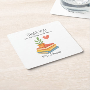 Porta-copo De Papel Quadrado Obrigado Professora - Presente De Apreciação Coraj