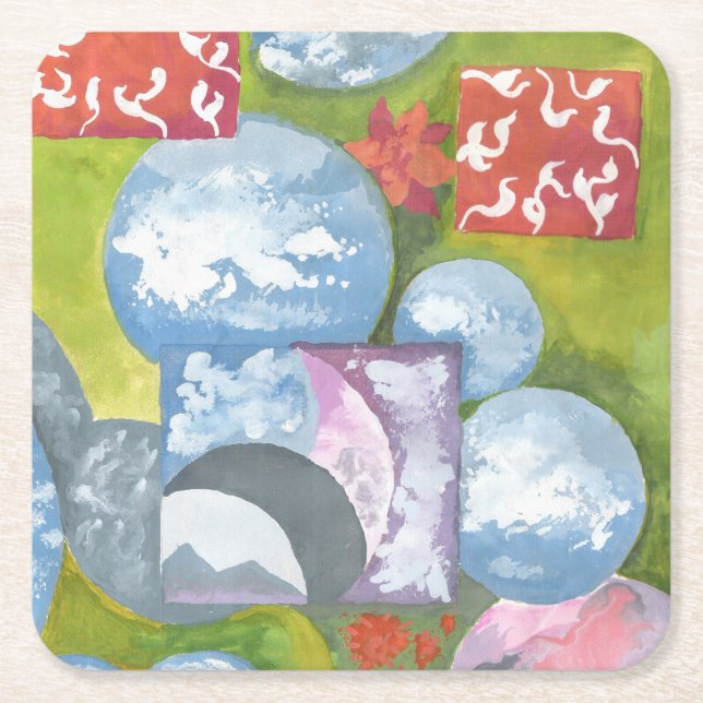 Porta-copo De Papel Quadrado Observance Folk Art de AnyaC (Frente)