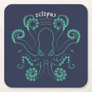 Porta-copo De Papel Quadrado Octopus Cephalopod Tentáculos