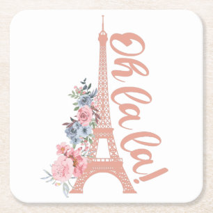 Porta-copo De Papel Quadrado Oh La La - Torre Eiffel Paris França