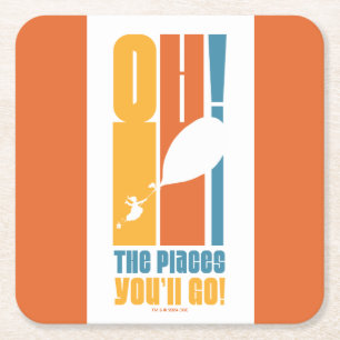 Porta-copo De Papel Quadrado Oh, Os Lugares Que Você Vai! Tall Retro Typografia