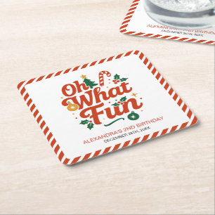 Porta-copo De Papel Quadrado Oh, Que Divertido Aniversário De Natal