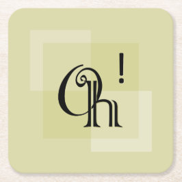 Porta-copo De Papel Quadrado Oh! Tipografia Minimalista Elegante Arte Verde Ama