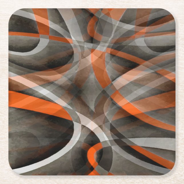 Porta-copo De Papel Quadrado Oitenta Vibes Queimados Laranja e Curva Camada de  (Frente)