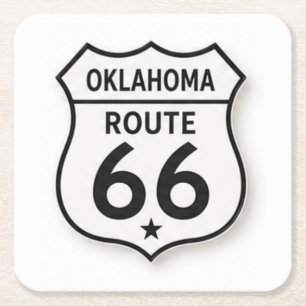 Porta-copo De Papel Quadrado Oklahoma Rota 66 Retro White Shield Apoio de Copo