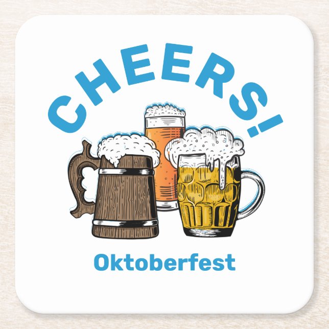 Porta-copo De Papel Quadrado OKTOBERFEST Cheers (Frente)