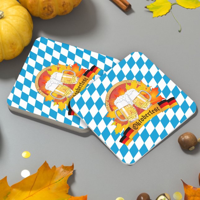 Porta-copo De Papel Quadrado Oktoberfest Festival Alemão de Cerveja (Celebrate Oktoberfest with these festive Bavarian style beer coasters.)