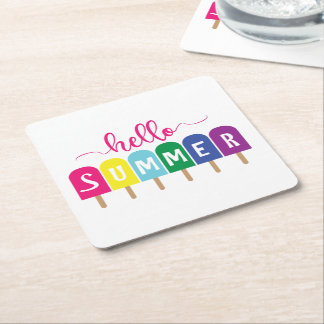 Porta-copo De Papel Quadrado Olá Summer pop
