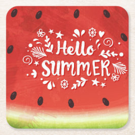 Porta-copo De Papel Quadrado Olá Summer Watermelon