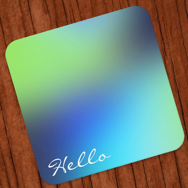 Porta-copo De Papel Quadrado Olá turquesa verde azul holográfica moderna (Hologram gradient design )