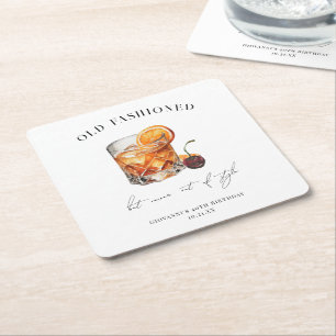 Porta-copo De Papel Quadrado "Old Fashioned" Cocktail Aniversário