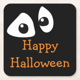Porta-copo De Papel Quadrado Olhando os olhos no escuro e feliz globo ocular do