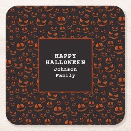 Porta-copo De Papel Quadrado Olhos de Abóbora e Grãos na Festa Negra do Hallowe