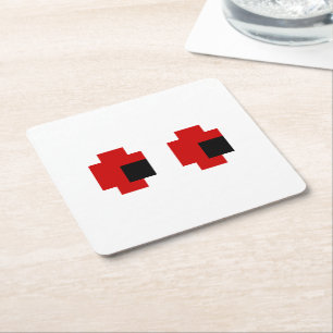 Porta-copo De Papel Quadrado Olhos Vermelhos De 8 Bits