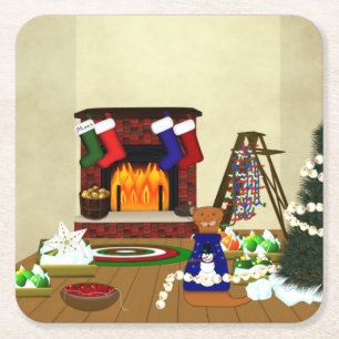 Porta-copo De Papel Quadrado Oliver Decorates para o Natal