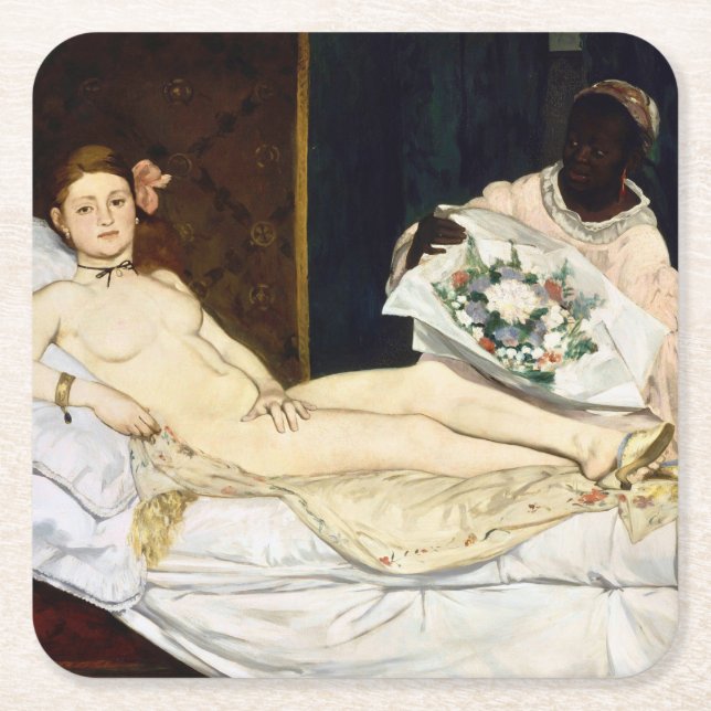 Porta-copo De Papel Quadrado Olympia, Edouard Manet, 1863 (Frente)