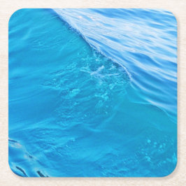 Porta-copo De Papel Quadrado Onda de água azul