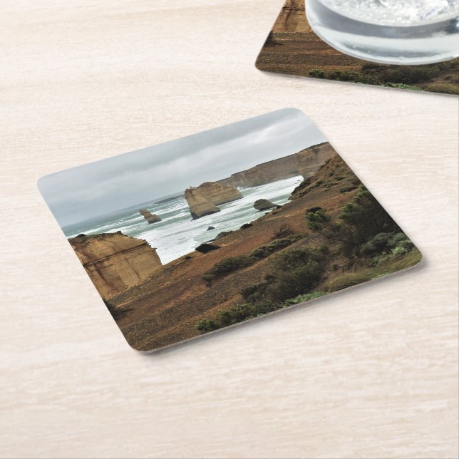 Porta-copo De Papel Quadrado Ondas contra o tempo - Excelente Ocean Road (Inclinado)