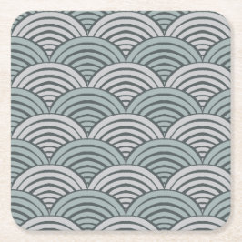 Porta-copo De Papel Quadrado Ondas de Cinza de fazendeiros japoneses desenharam