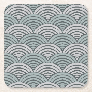 Porta-copo De Papel Quadrado Ondas de Cinza de fazendeiros japoneses desenharam