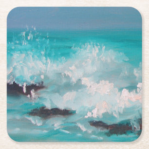 Porta-copo De Papel Quadrado "Ondas de costa norte" 1, Pintura a óleo
