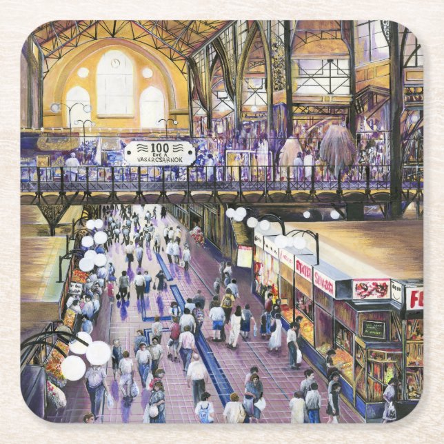 Porta-copo De Papel Quadrado Onde está o guarda-chuva feminino?Budapeste (Frente)