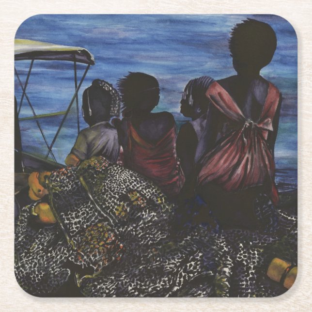 Porta-copo De Papel Quadrado Onde está o Pai? Ilha Harbor, Bahamas (Frente)