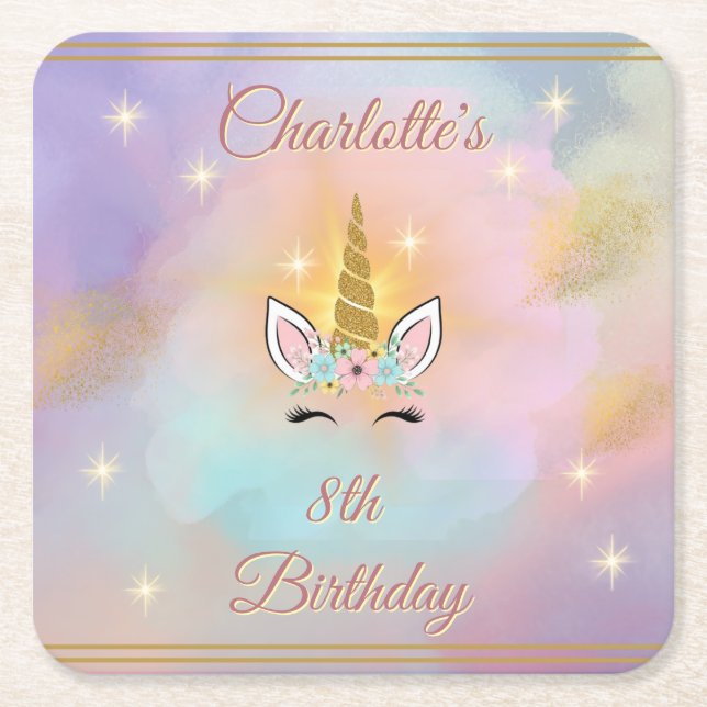 Porta-copo De Papel Quadrado Ontem de Unicórnio Magnético (Frente)