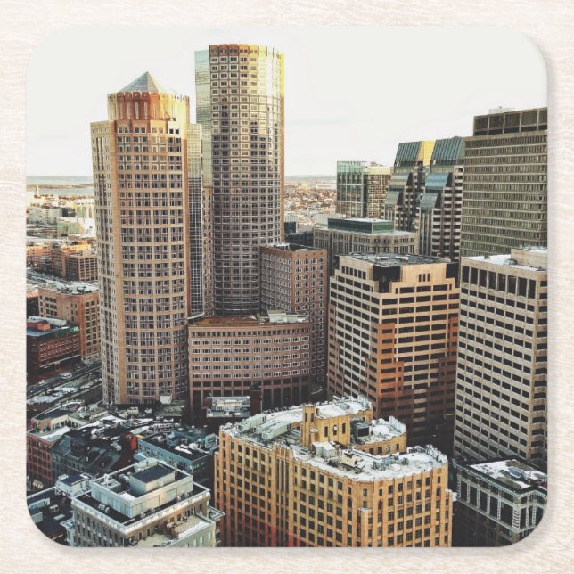 Porta-copo De Papel Quadrado Opinião de Boston (Frente)