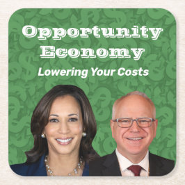 Porta-copo De Papel Quadrado Opportunity Economy Harris Walz 2024