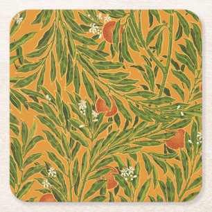 Porta-copo De Papel Quadrado Orange Tree Vintage Wallpaper Padrão Art Nouveau