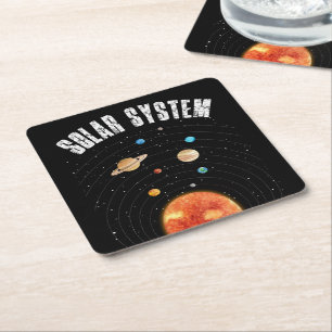 Porta-copo De Papel Quadrado Órbitas Vintage dos Planetas Astronômicas