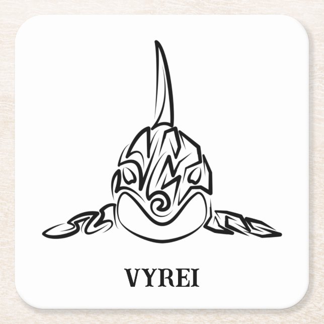 Porta-copo De Papel Quadrado Orca Tribal Negra (Frente)