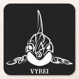 Porta-copo De Papel Quadrado Orca Tribal Negra