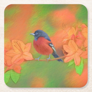 Porta-copo De Papel Quadrado Orchard Oriole Songbird Pintura Original