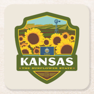 Porta-copo De Papel Quadrado Orgulho de Estado Kansas