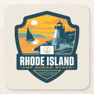 Porta-copo De Papel Quadrado Orgulho de Estado Rhode Island