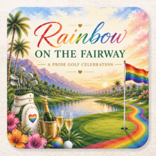 Porta-copo De Papel Quadrado Orgulho do Golfe Arco-íris no Fairway Celebração