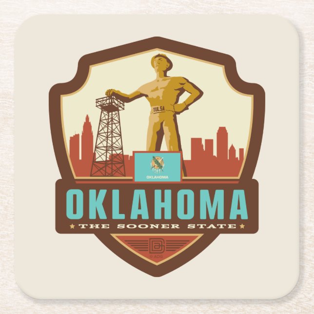 Porta-copo De Papel Quadrado Orgulho Estatal | Oklahoma (Frente)