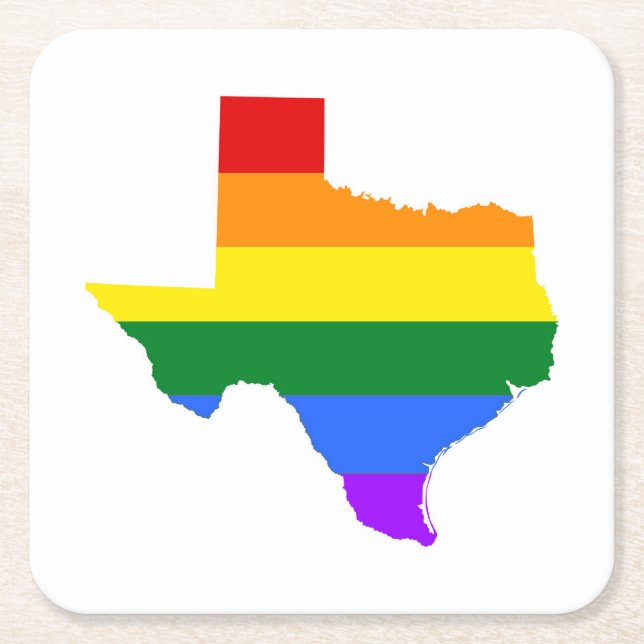 Porta-copo De Papel Quadrado Orgulho gay| Texas Rainbow (Frente)