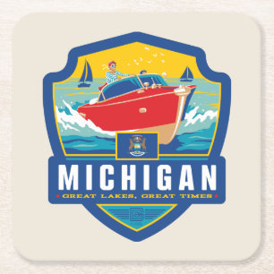 Porta-copo De Papel Quadrado Orgulho Michigan do estado