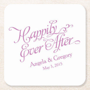 Porta-copo De Papel Quadrado Orquídea Púrpura Branca Feliz Depois De Casamento