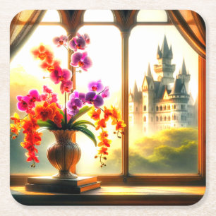 Porta-copo De Papel Quadrado Orquídeas