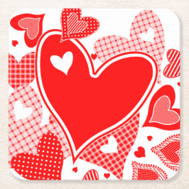Porta-copo De Papel Quadrado Os corações dos namorados