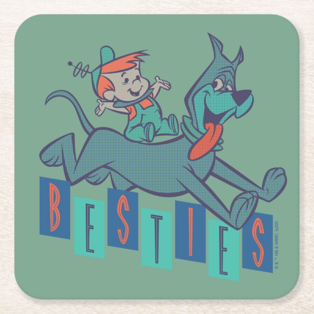Porta-copo De Papel Quadrado Os Jetsons | Elroy & Astro Besties (Frente)