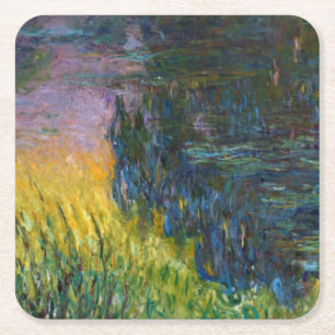 Porta-copo De Papel Quadrado Os lírios-d'água - O Sol, Claude Monet, 1916