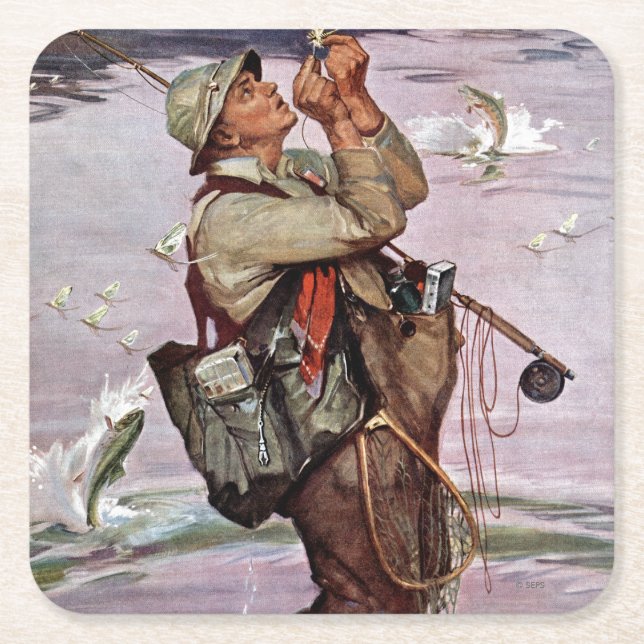 Porta-copo De Papel Quadrado Os peixes estão pulando (Frente)